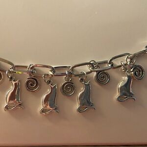 Silver Cat Charm Bracelet